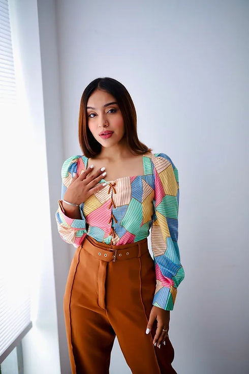 Stella Abstract Print Coord Set With Formal Trousers